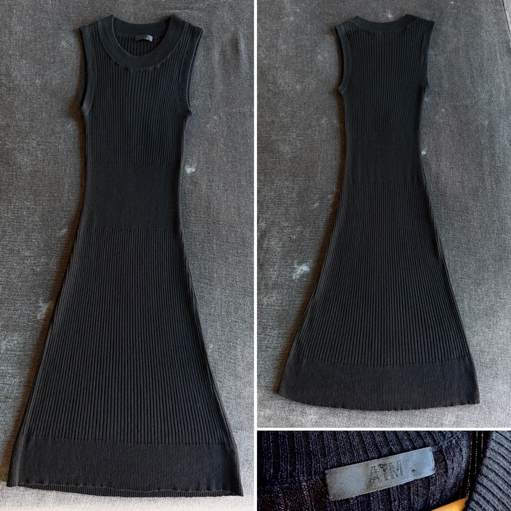 ATM Anthony Thomas Melillo Black Ribbed Silk Cashmere Blend Dress Women’s Small